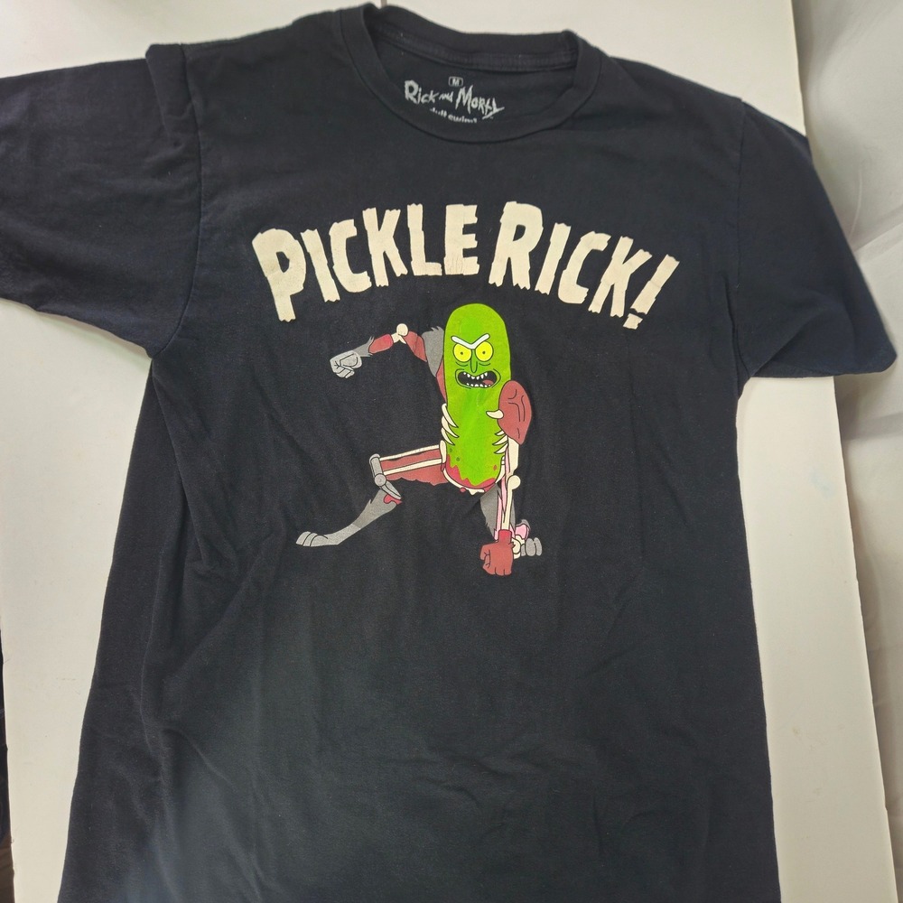 Rick and Morty Pickle Rick Black Graphic T-Shirt Adult Swim Ripple Junction M - Picture 5 of 5